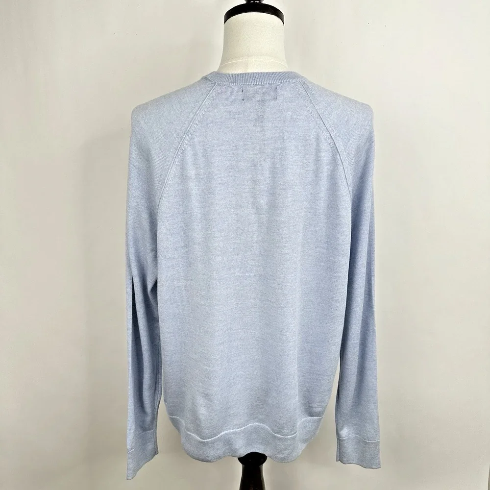 NWT Banana Republic Franco Italian Merino Crew Neck Sweater XL Urban Blue Heathr
